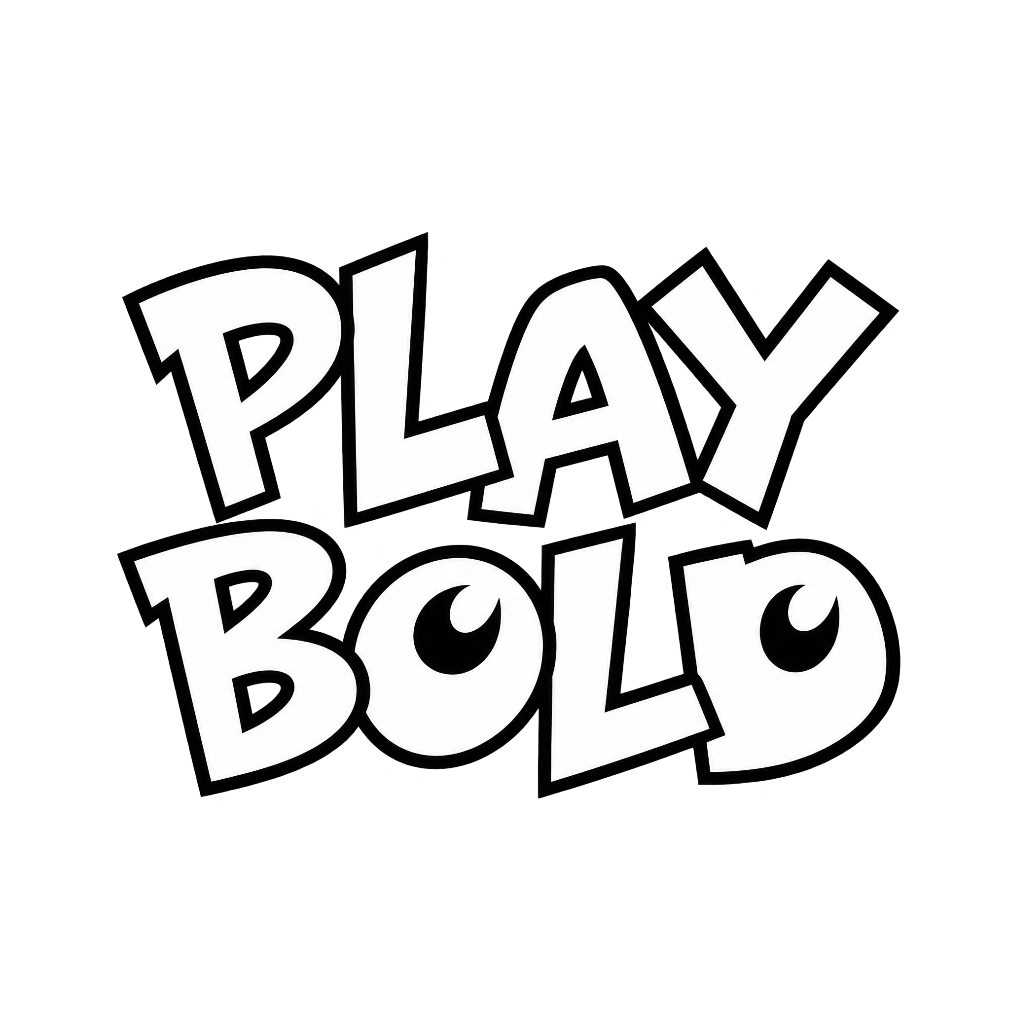 Centered two-line raster slogan with bold monochrome outlined lettering.