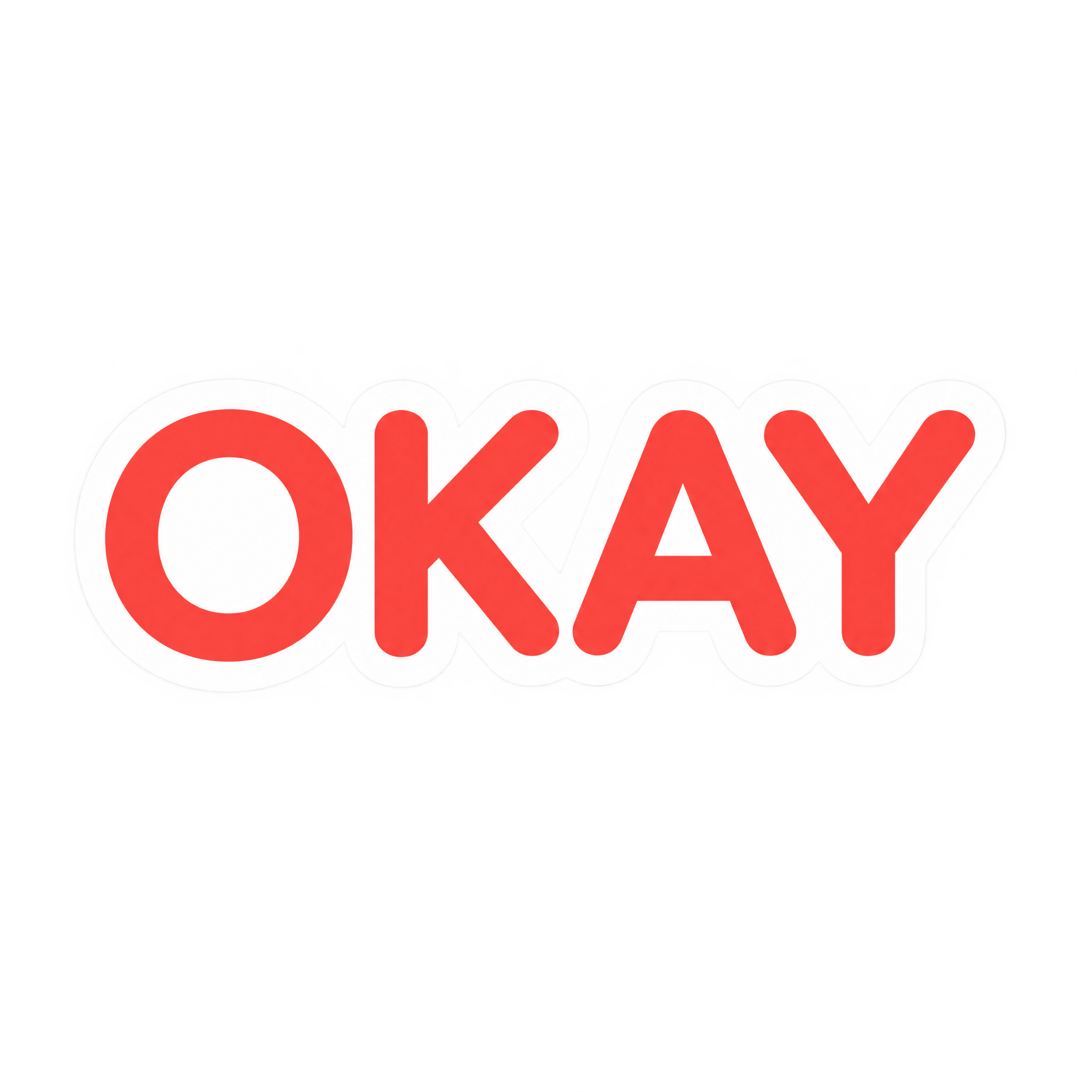 Bold okay reaction sticker in compact sans-serif lettering