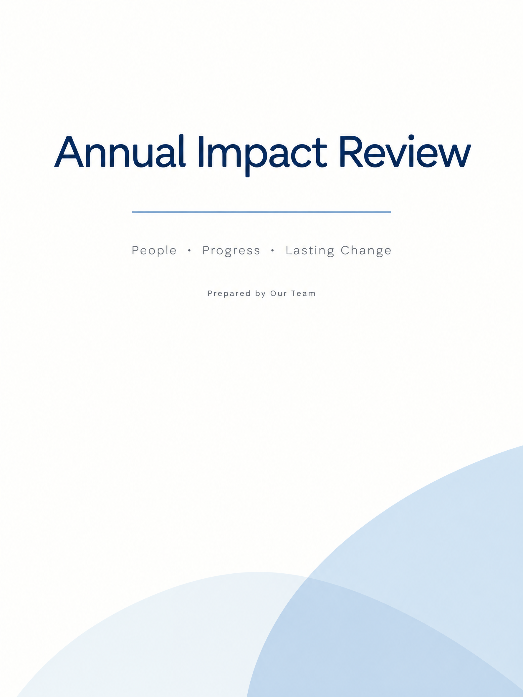Minimal annual report cover with a precise sans-serif title