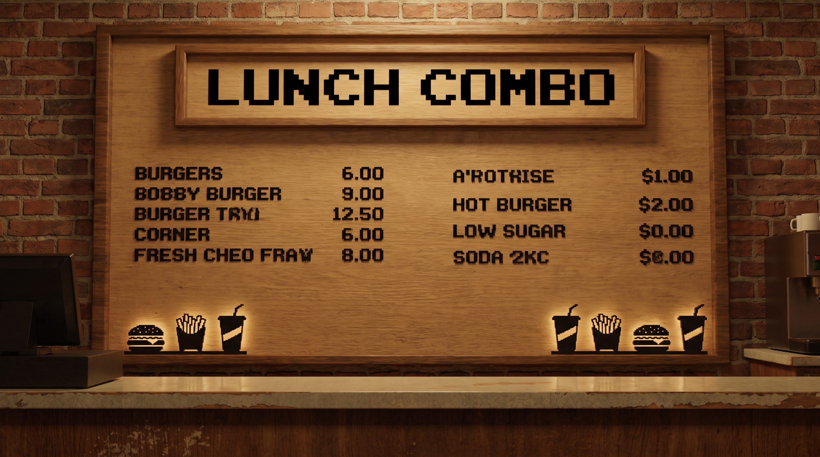 Retro Pixel Font for Menu Board