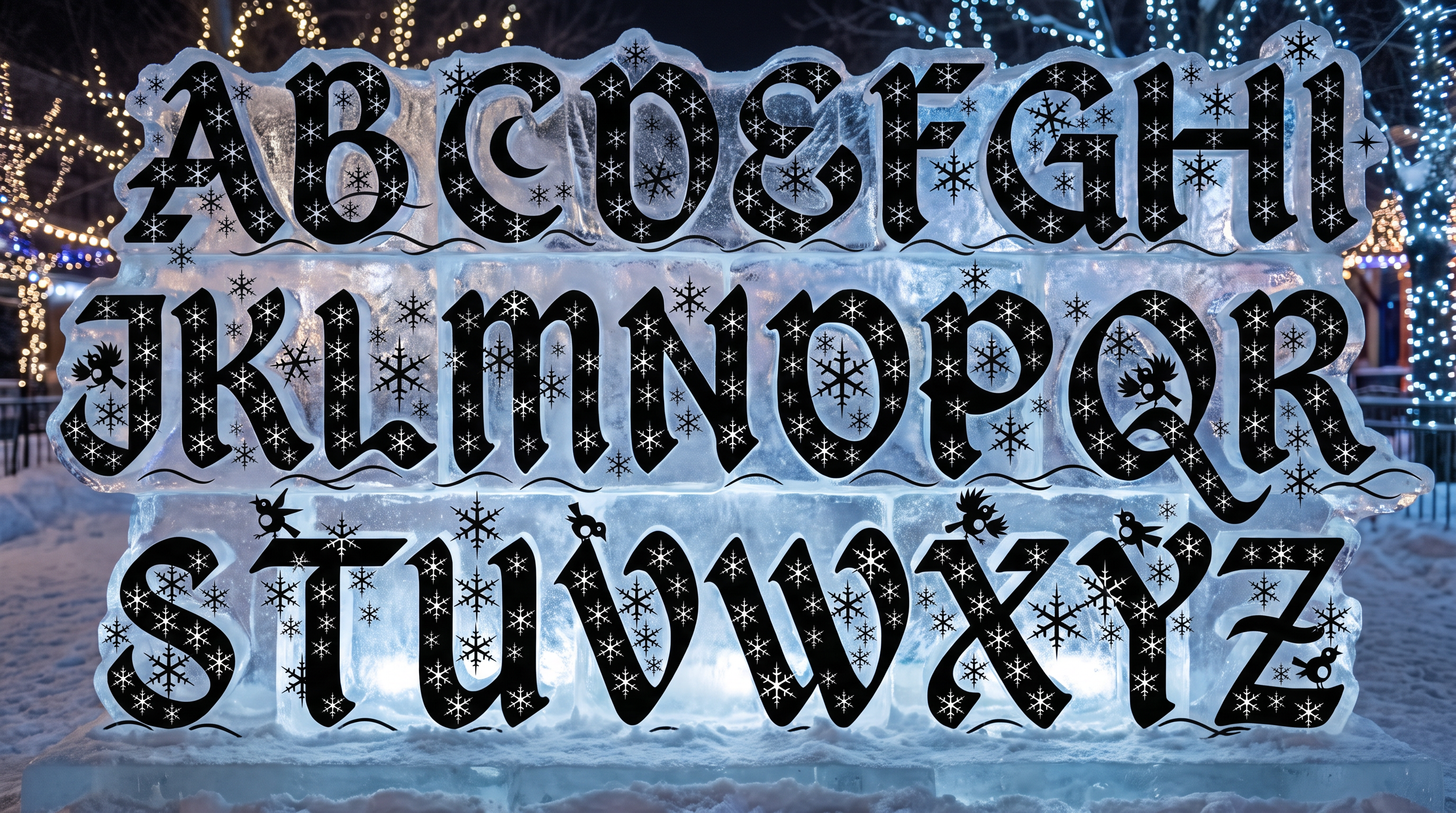 Christmas Alphabet Font for Ice Sculpture