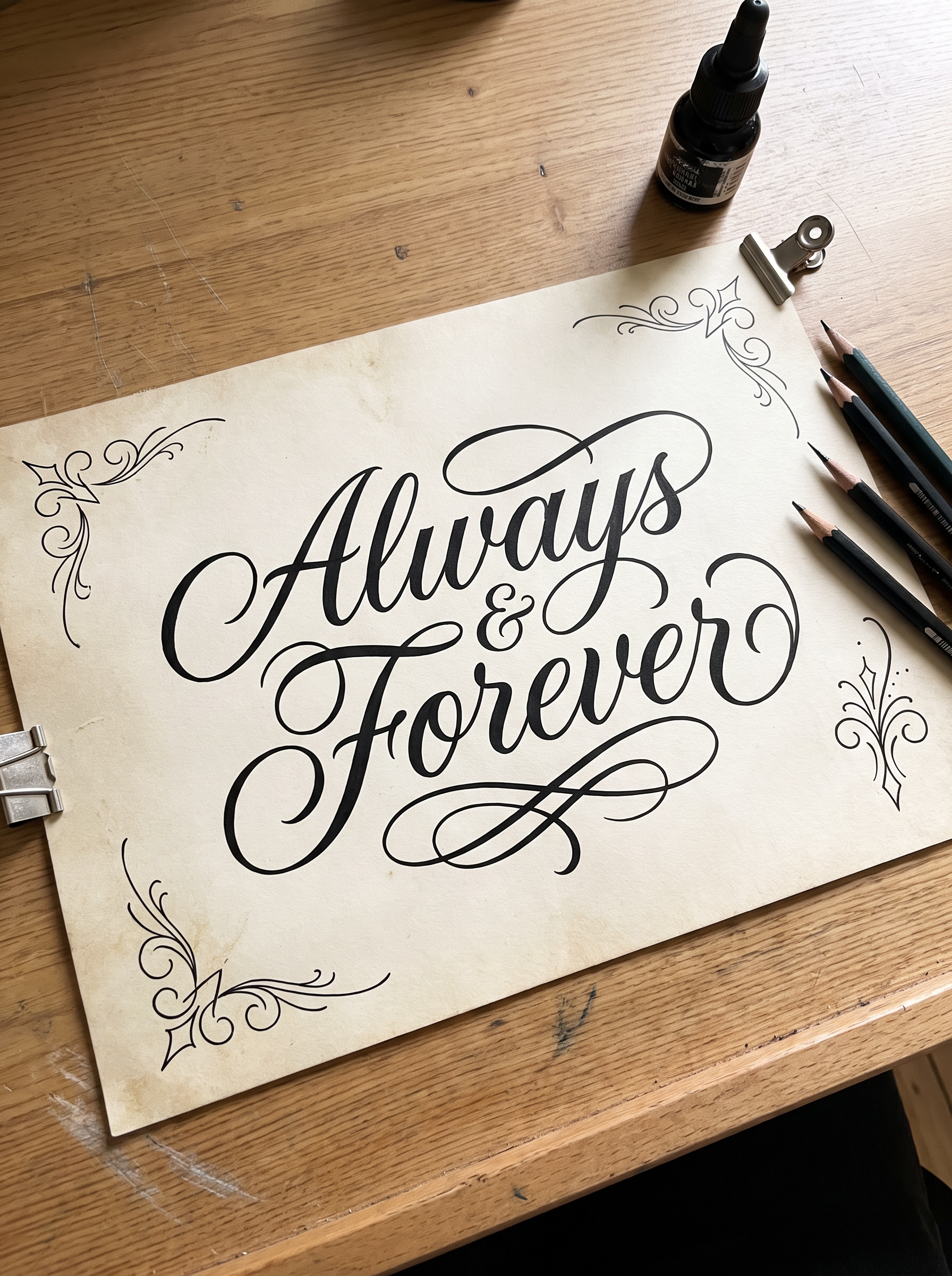 Calligraphy Font Letters for Tattoo Flash