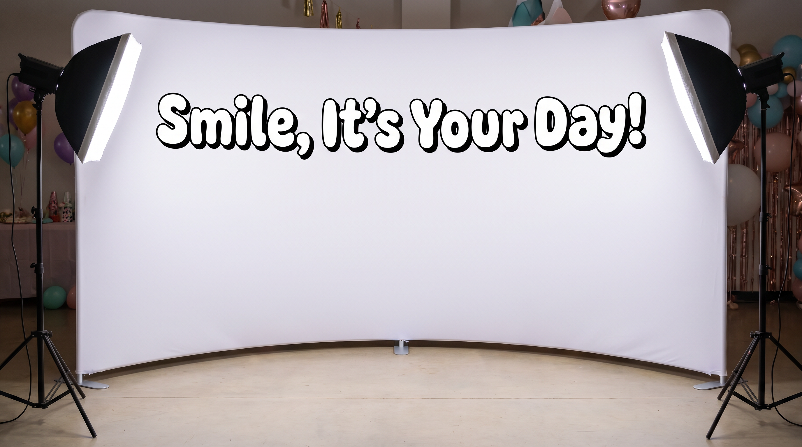 Happy Birthday Bubble Font for Photo Booth Backdrop