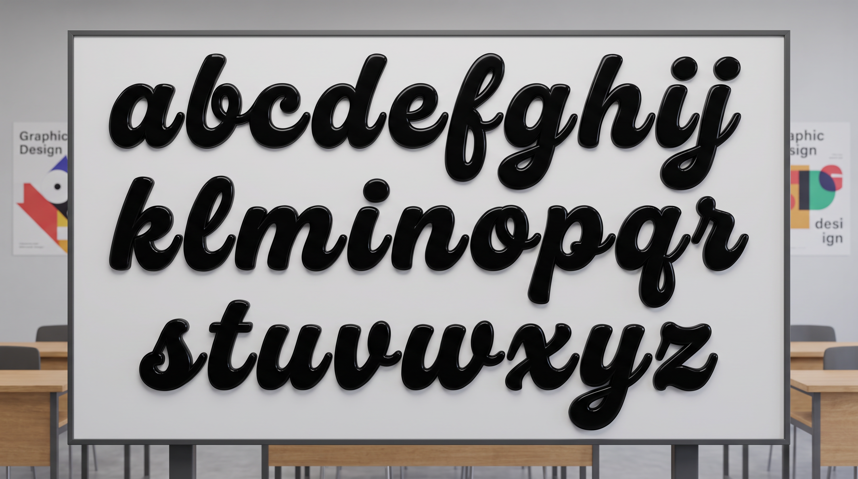 Fancy Cursive Font Bubble Letters for Alphabet