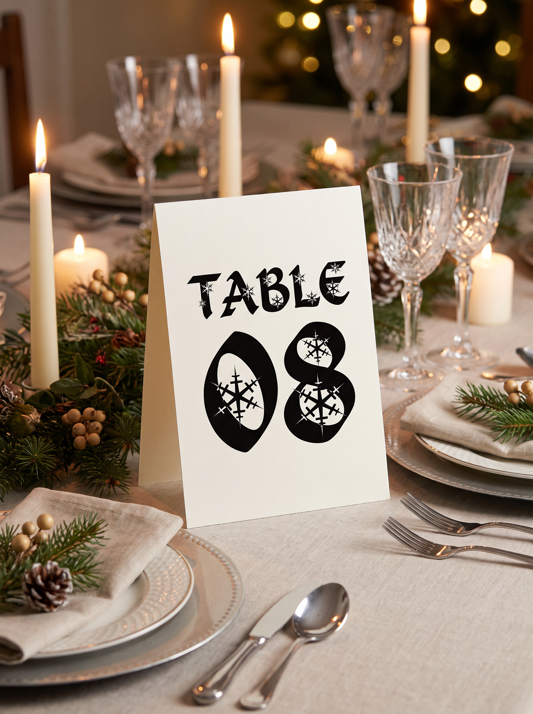 Christmas Number Font for Table Number Card