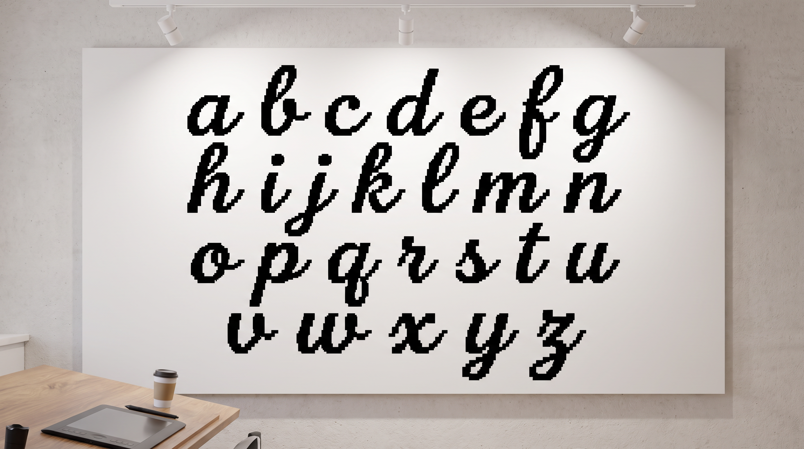Cursive Pixel Font for Alphabet